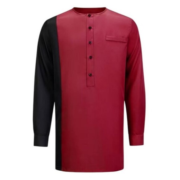 African Formal Dashiki Vibrant Crimson Shirt & Pant Suit Traditional Dress Outfi - Picture 5 of 7